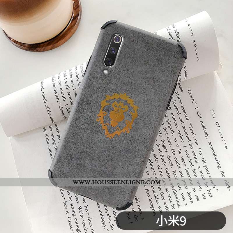 Housse Xiaomi Mi 9 Cuir Silicone Transparent Incassable Peluche Personnalité Gris