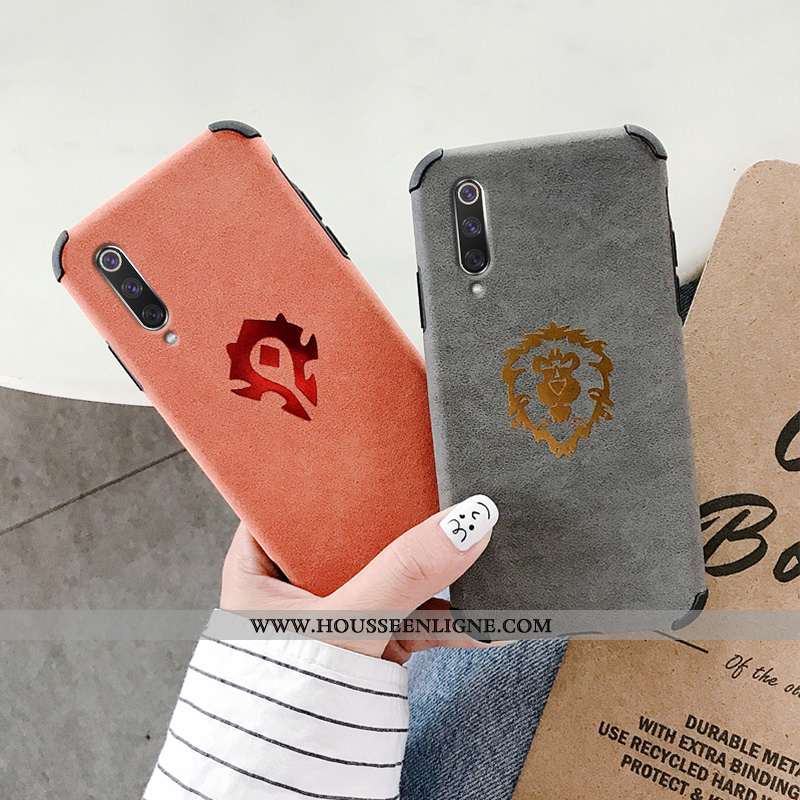 Housse Xiaomi Mi 9 Cuir Silicone Transparent Incassable Peluche Personnalité Gris