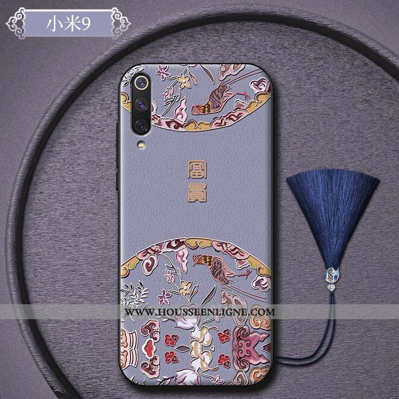 Housse Xiaomi Mi 9 Délavé En Daim Personnalité Incassable Tout Compris Silicone Créatif Tendance Gri