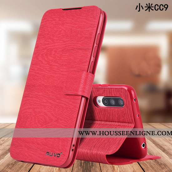 Housse Xiaomi Mi 9 Lite Cuir Fluide Doux Petit Modèle Incassable Tout Compris Rouge