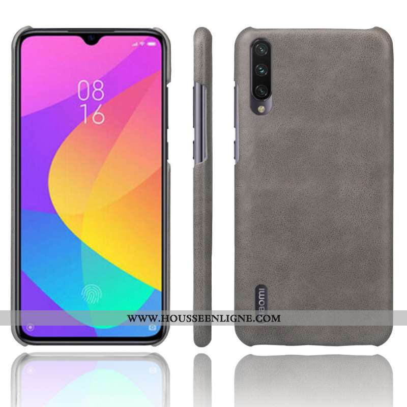 Housse Xiaomi Mi 9 Lite Délavé En Daim Cuir Petit Imperméable Téléphone Portable Gris Résistant À L'