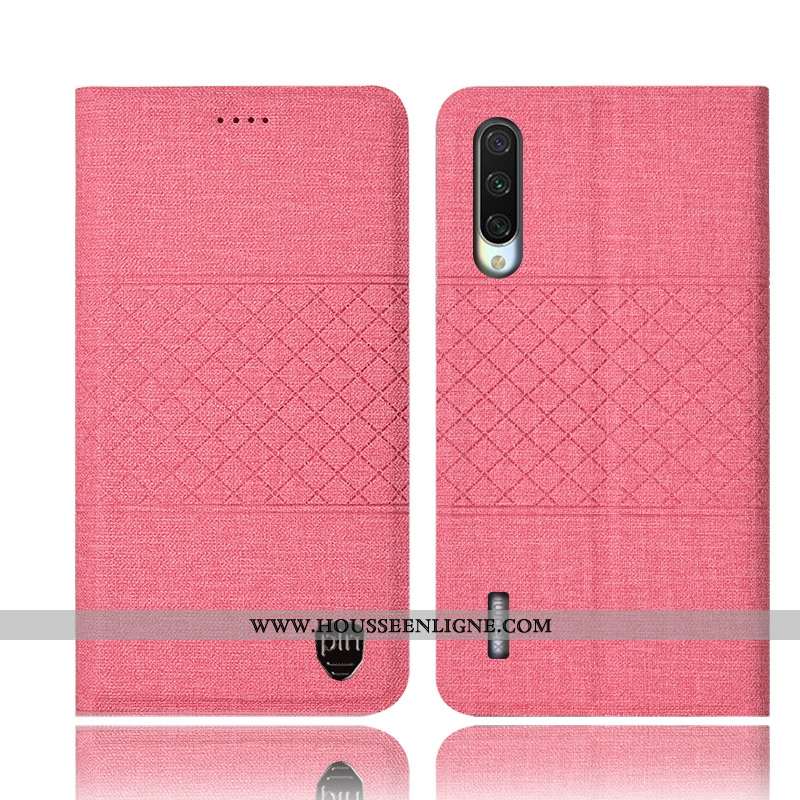 Housse Xiaomi Mi 9 Lite Protection Cuir Petit Lin Étui Jeunesse Rose