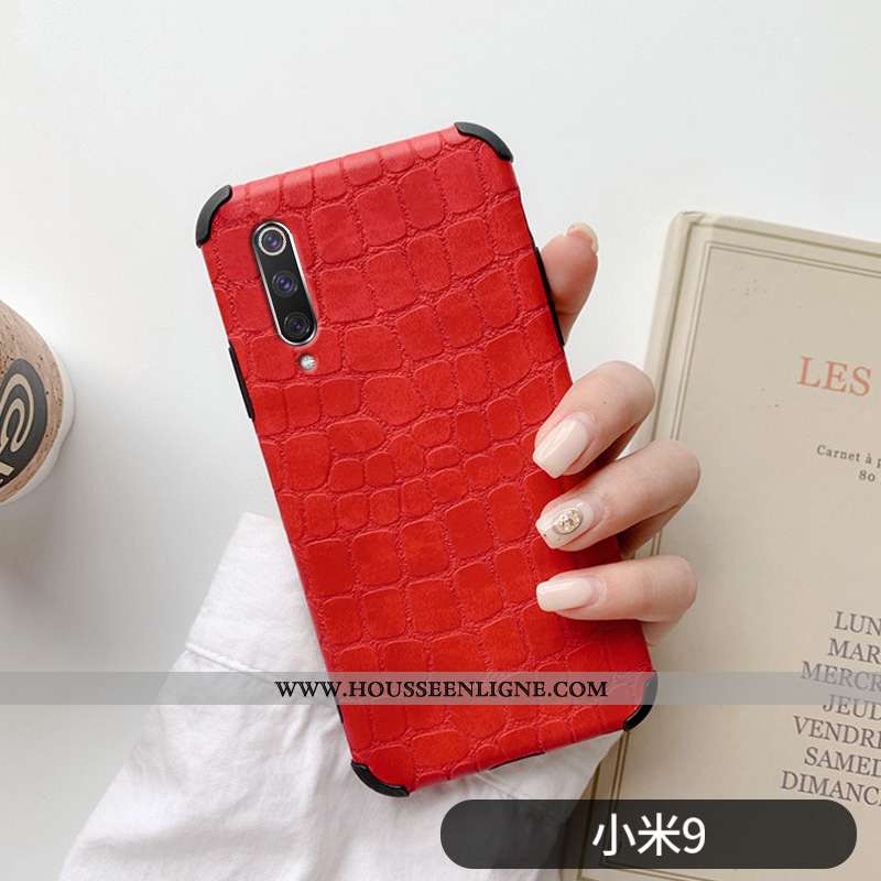 Housse Xiaomi Mi 9 Légère Cuir Vert Téléphone Portable Créatif Vent Crocodile Verte