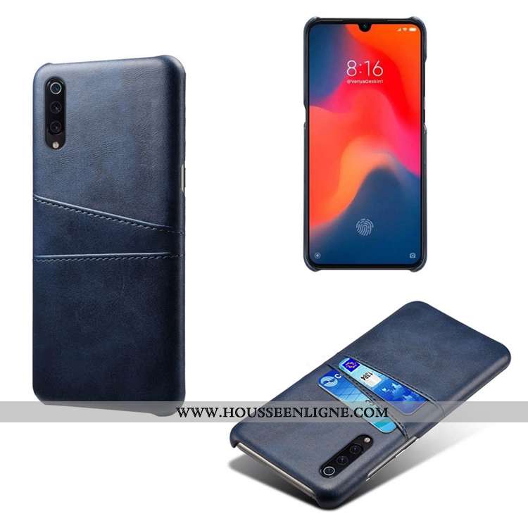 Housse Xiaomi Mi 9 Se Créatif Cuir Incassable Carte Bleu Marin Petit Personnalité Bleu Foncé