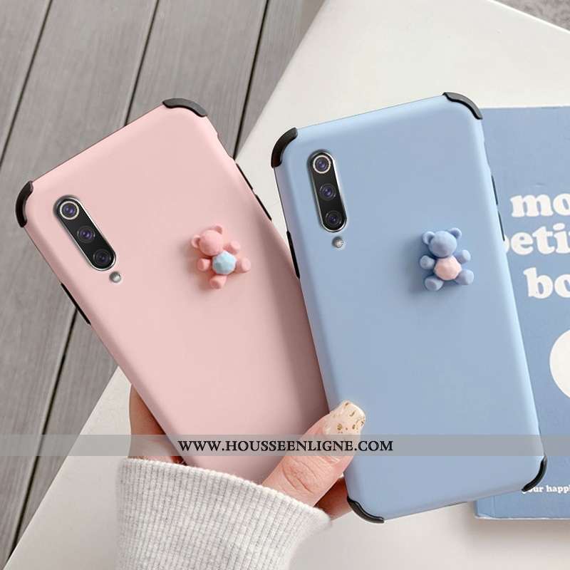 Housse Xiaomi Mi 9 Se Créatif Dessin Animé Charmant Silicone Dimensionnel Protection Ours Bleu