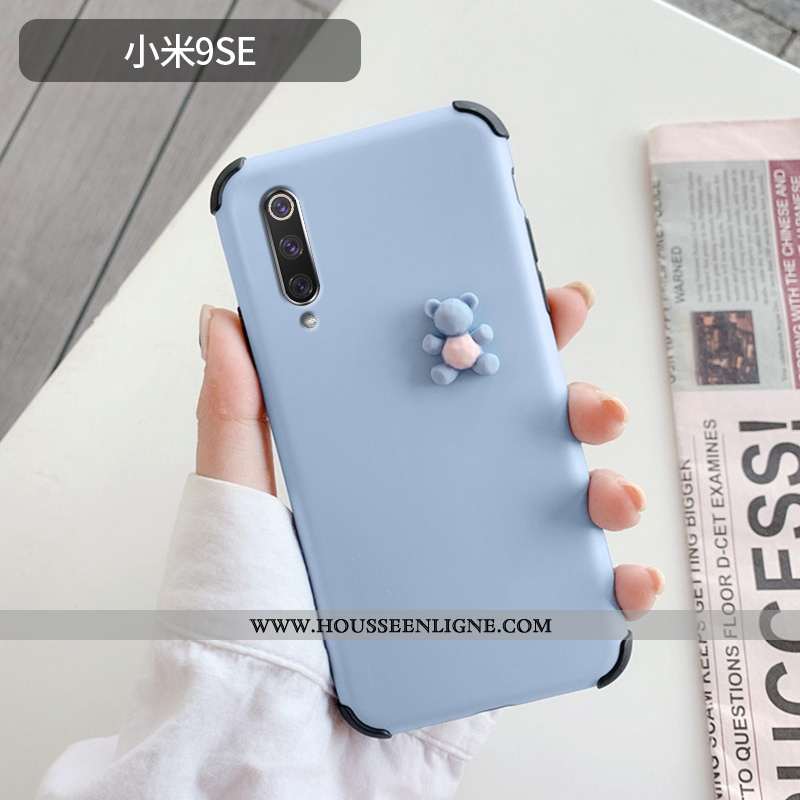 Housse Xiaomi Mi 9 Se Créatif Dessin Animé Charmant Silicone Dimensionnel Protection Ours Bleu