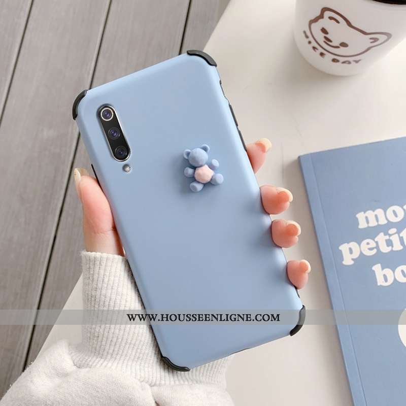 Housse Xiaomi Mi 9 Se Créatif Dessin Animé Charmant Silicone Dimensionnel Protection Ours Bleu
