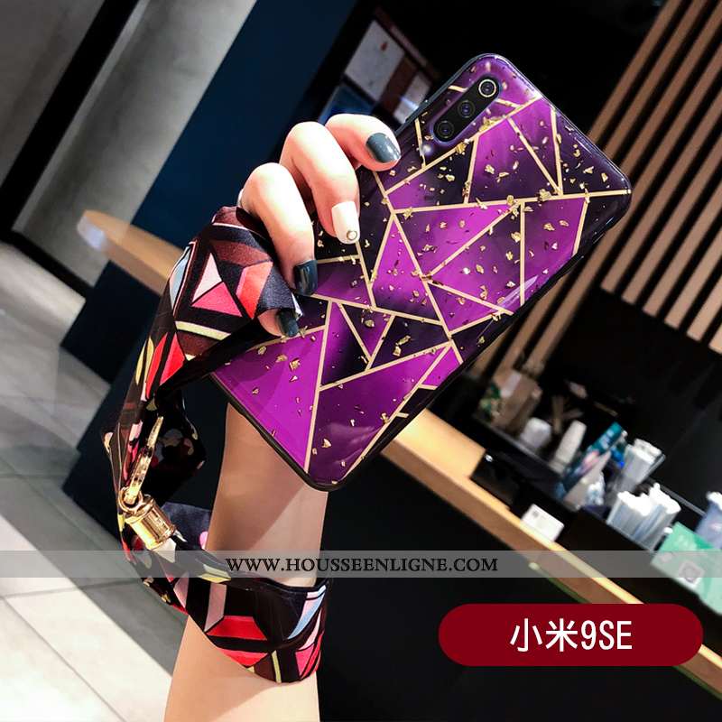 Housse Xiaomi Mi 9 Se Créatif Tendance Violet Modèle Fleurie Petit Multicolore Or