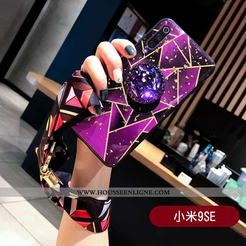 Housse Xiaomi Mi 9 Se Créatif Tendance Violet Modèle Fleurie Petit Multicolore Or