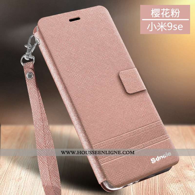 Housse Xiaomi Mi 9 Se Fluide Doux Protection Incassable Coque Tendance Clamshell Cuir Rose