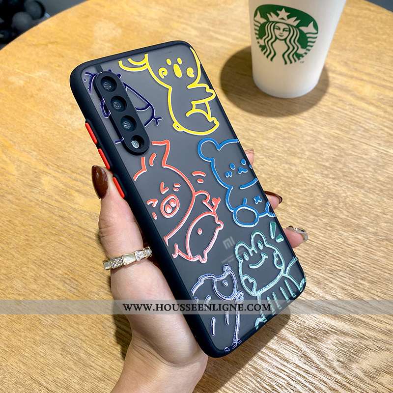 Housse Xiaomi Mi 9 Silicone Transparent Dessin Animé Délavé En Daim Net Rouge Vent Bleu