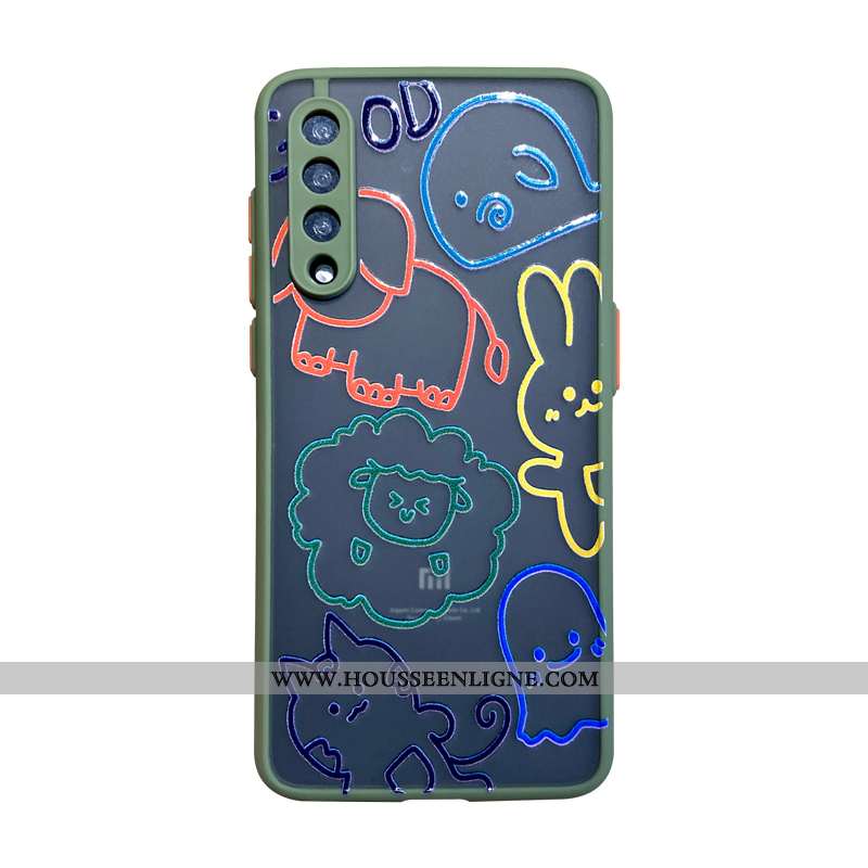 Housse Xiaomi Mi 9 Silicone Transparent Dessin Animé Délavé En Daim Net Rouge Vent Bleu
