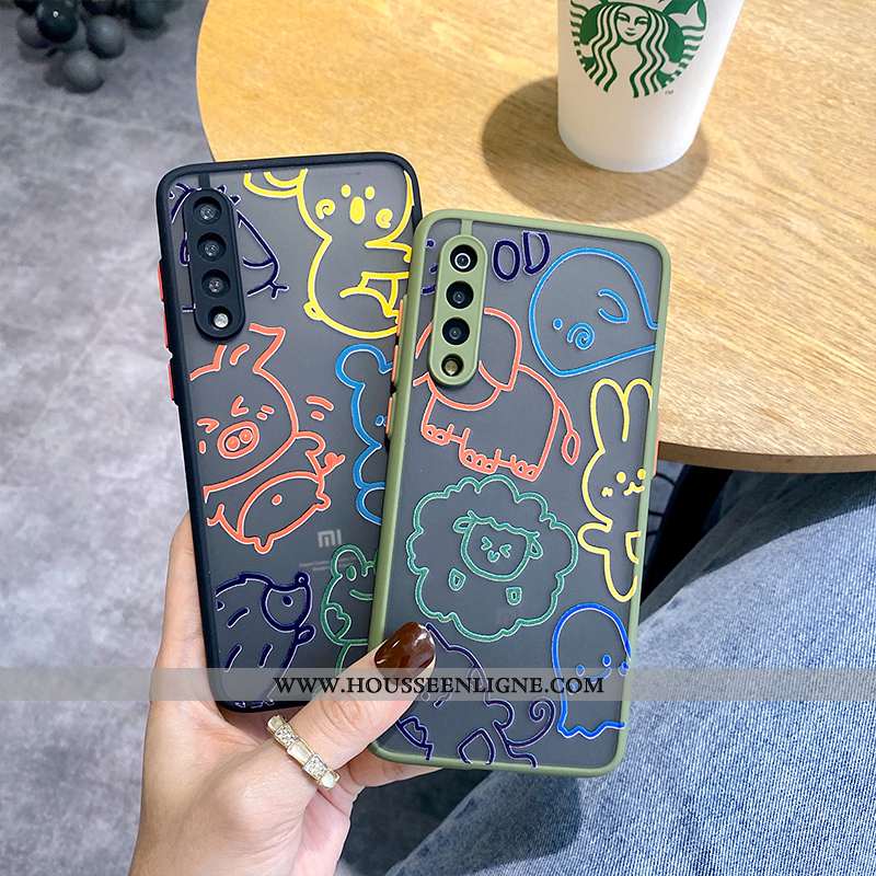 Housse Xiaomi Mi 9 Silicone Transparent Dessin Animé Délavé En Daim Net Rouge Vent Bleu