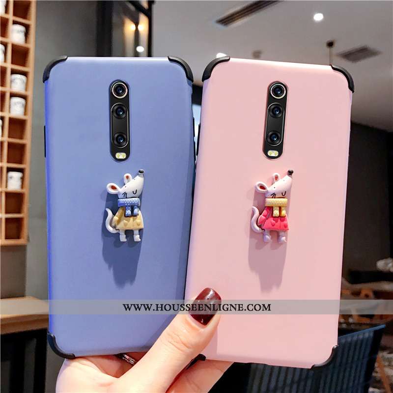 Housse Xiaomi Mi 9t Créatif Dessin Animé Petit Rat Net Rouge Charmant Téléphone Portable Bleu