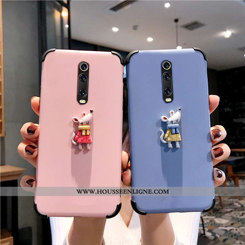 Housse Xiaomi Mi 9t Créatif Dessin Animé Petit Rat Net Rouge Charmant Téléphone Portable Bleu