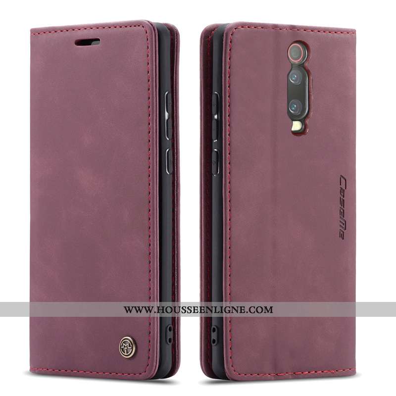 Housse Xiaomi Mi 9t Cuir Vin Rouge Carte Téléphone Portable Étui Coque Bordeaux