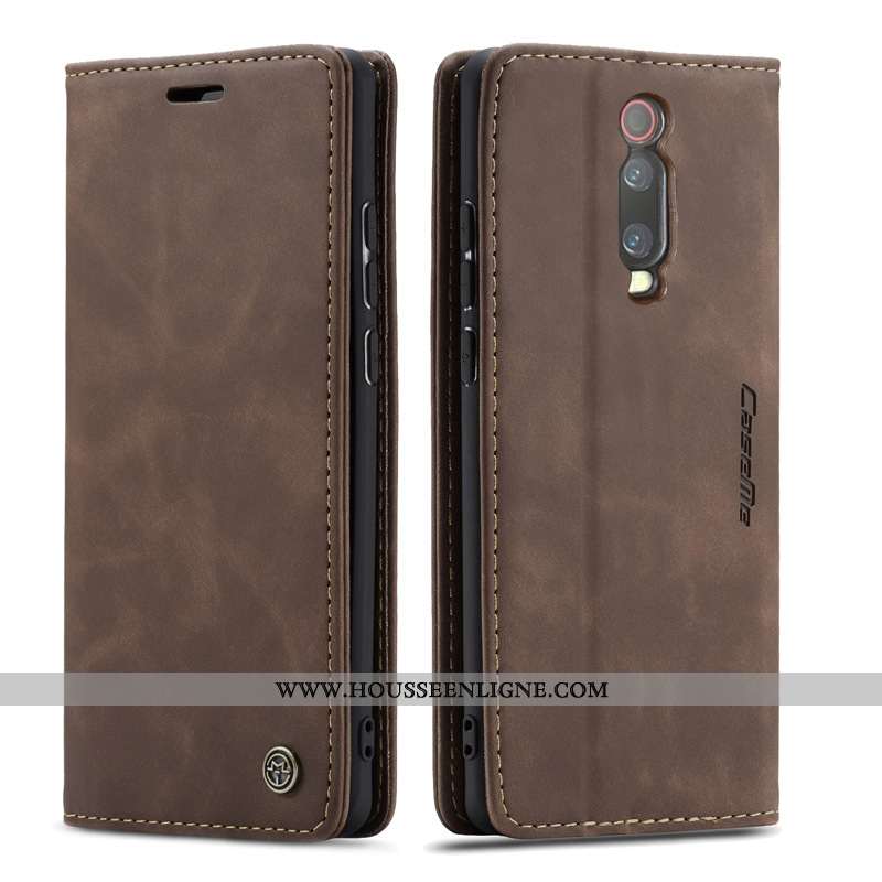 Housse Xiaomi Mi 9t Cuir Vin Rouge Carte Téléphone Portable Étui Coque Bordeaux