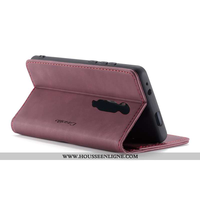Housse Xiaomi Mi 9t Cuir Vin Rouge Carte Téléphone Portable Étui Coque Bordeaux