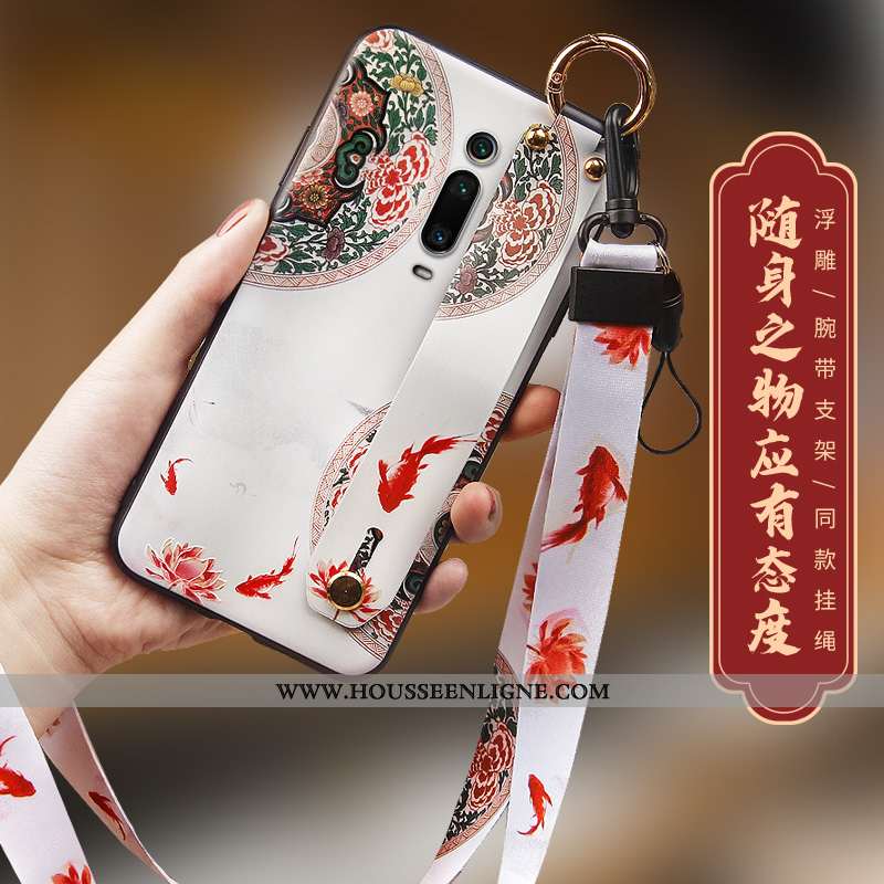 Housse Xiaomi Mi 9t Délavé En Daim Personnalité Tout Compris Étui Blanc Créatif Rouge Blanche