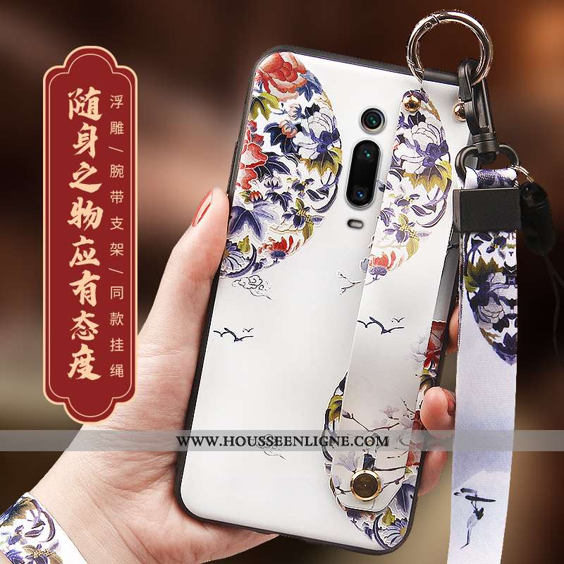 Housse Xiaomi Mi 9t Délavé En Daim Personnalité Tout Compris Étui Blanc Créatif Rouge Blanche