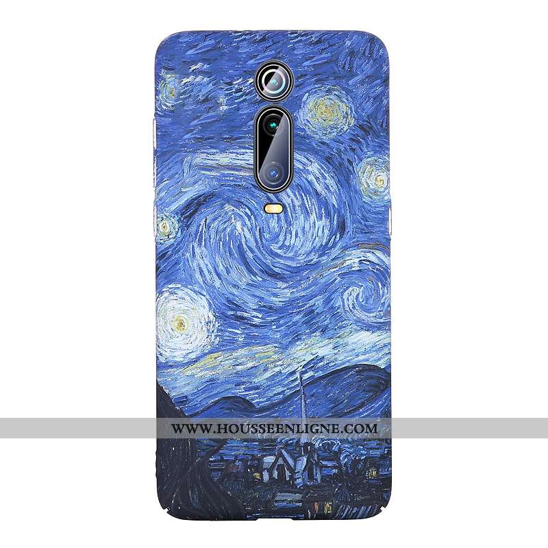 Housse Xiaomi Mi 9t Délavé En Daim Personnalité Ultra Petit Légère Coque Bleu