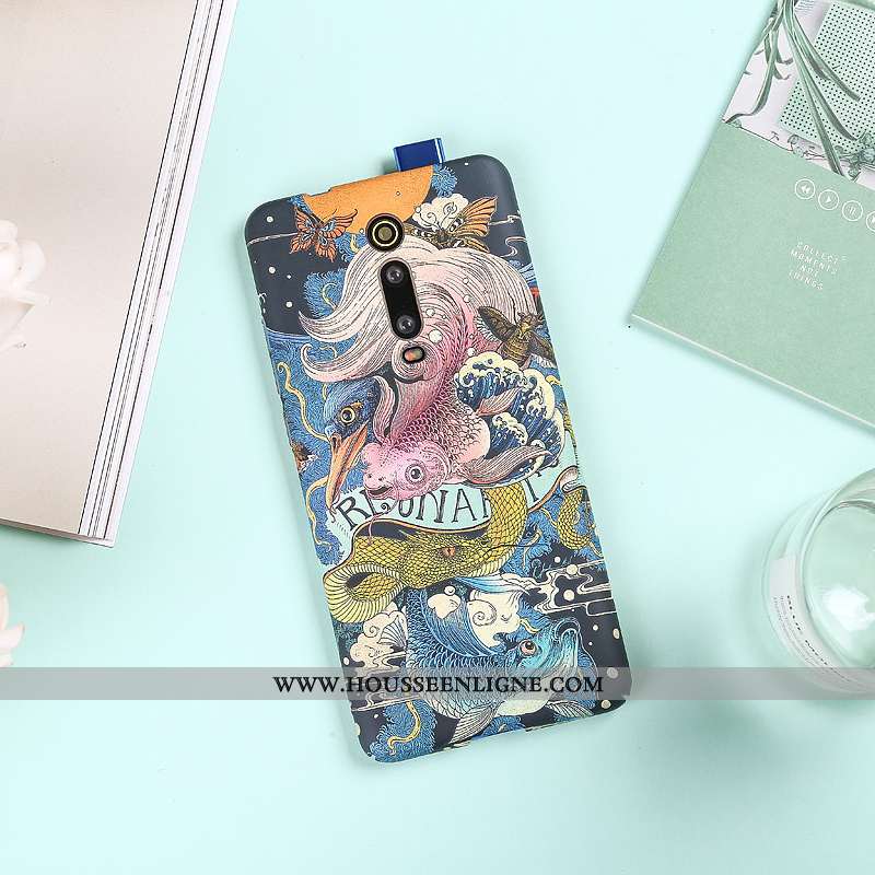 Housse Xiaomi Mi 9t Délavé En Daim Personnalité Ultra Petit Légère Coque Bleu