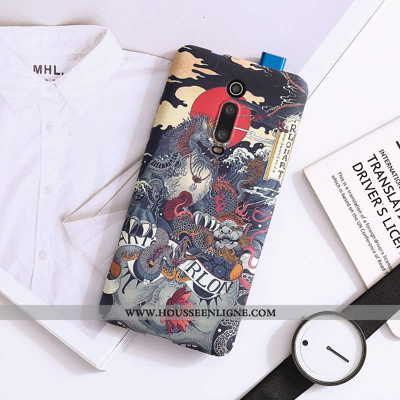 Housse Xiaomi Mi 9t Délavé En Daim Personnalité Ultra Petit Légère Coque Bleu