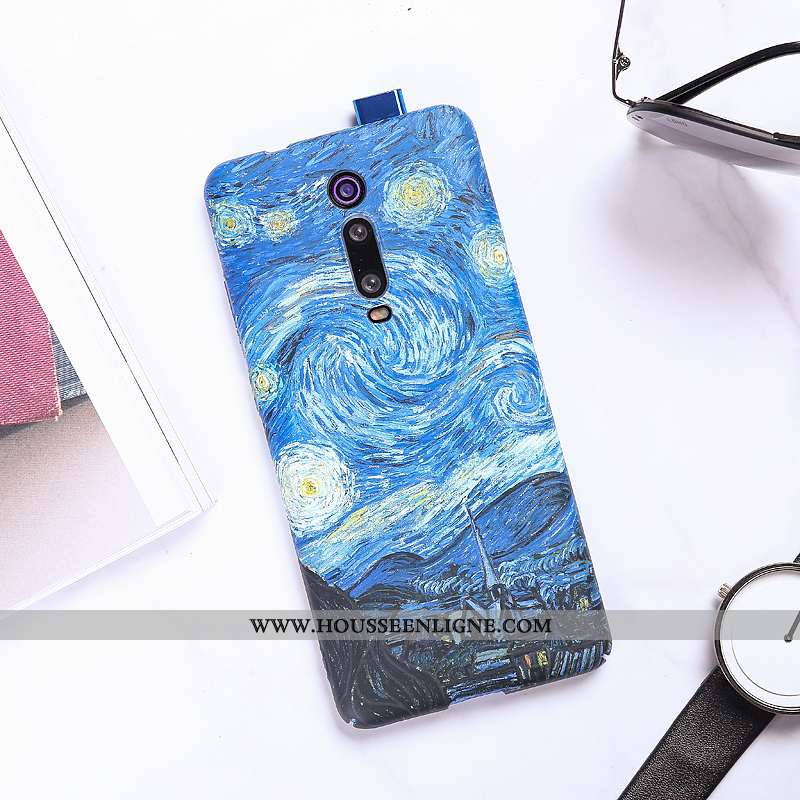 Housse Xiaomi Mi 9t Délavé En Daim Personnalité Ultra Petit Légère Coque Bleu