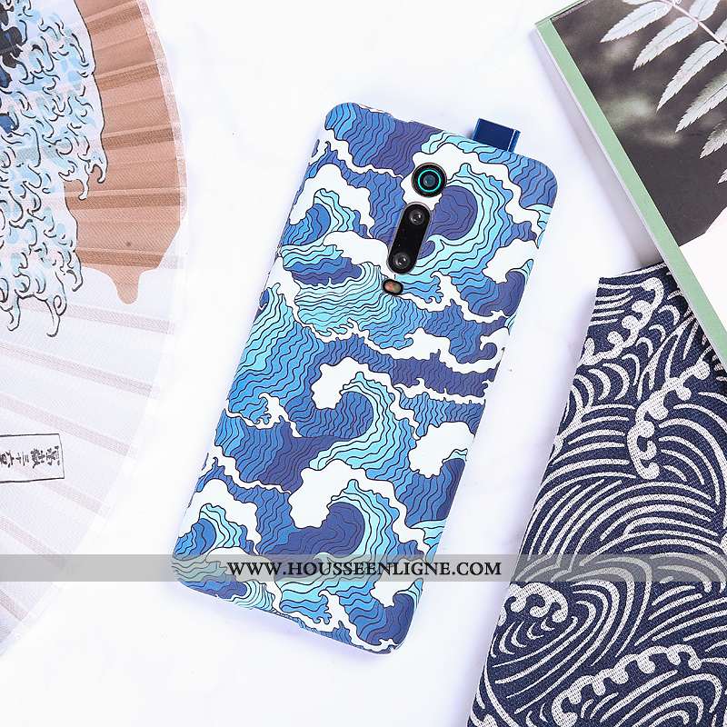 Housse Xiaomi Mi 9t Délavé En Daim Personnalité Ultra Petit Légère Coque Bleu