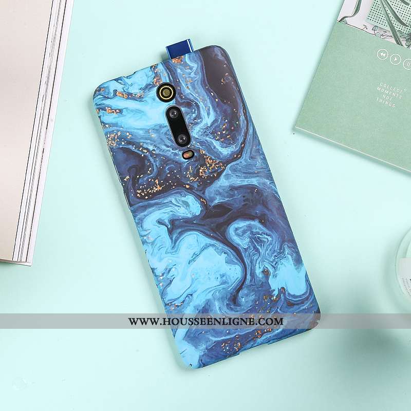 Housse Xiaomi Mi 9t Délavé En Daim Personnalité Ultra Petit Légère Coque Bleu