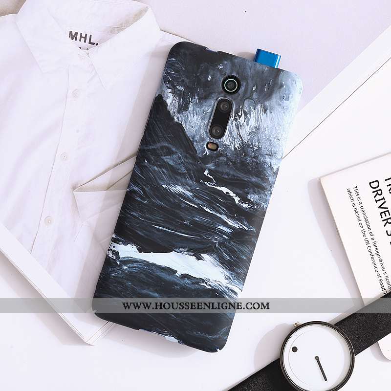 Housse Xiaomi Mi 9t Délavé En Daim Personnalité Ultra Petit Légère Coque Bleu