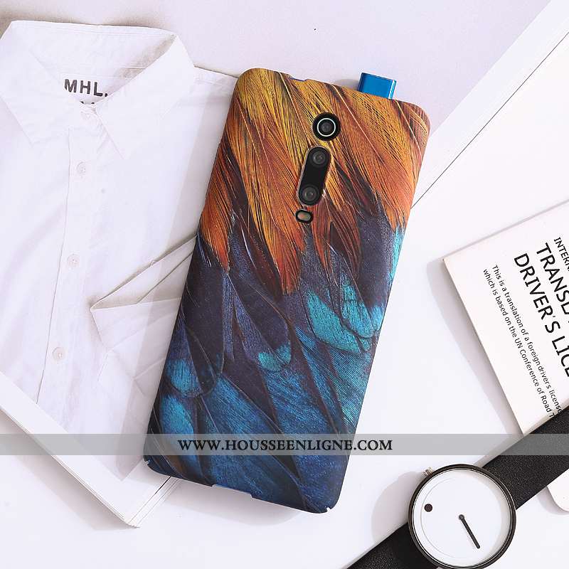 Housse Xiaomi Mi 9t Délavé En Daim Personnalité Ultra Petit Légère Coque Bleu