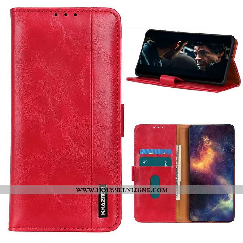 Housse Xiaomi Mi 9t Fluide Doux Cuir Véritable Reversible Petit Incassable Téléphone Portable Rouge