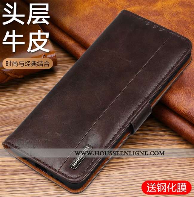 Housse Xiaomi Mi 9t Fluide Doux Cuir Véritable Reversible Petit Incassable Téléphone Portable Rouge