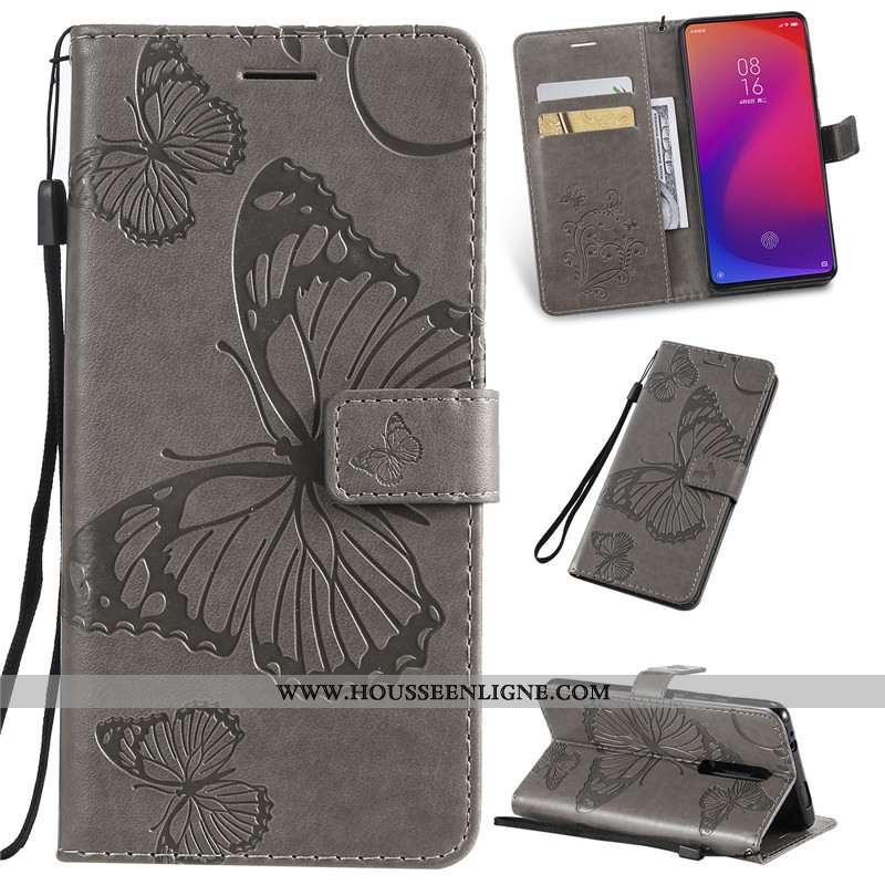 Housse Xiaomi Mi 9t Pro Cuir Petit Clamshell Rouge Téléphone Portable Étui Coque Beige