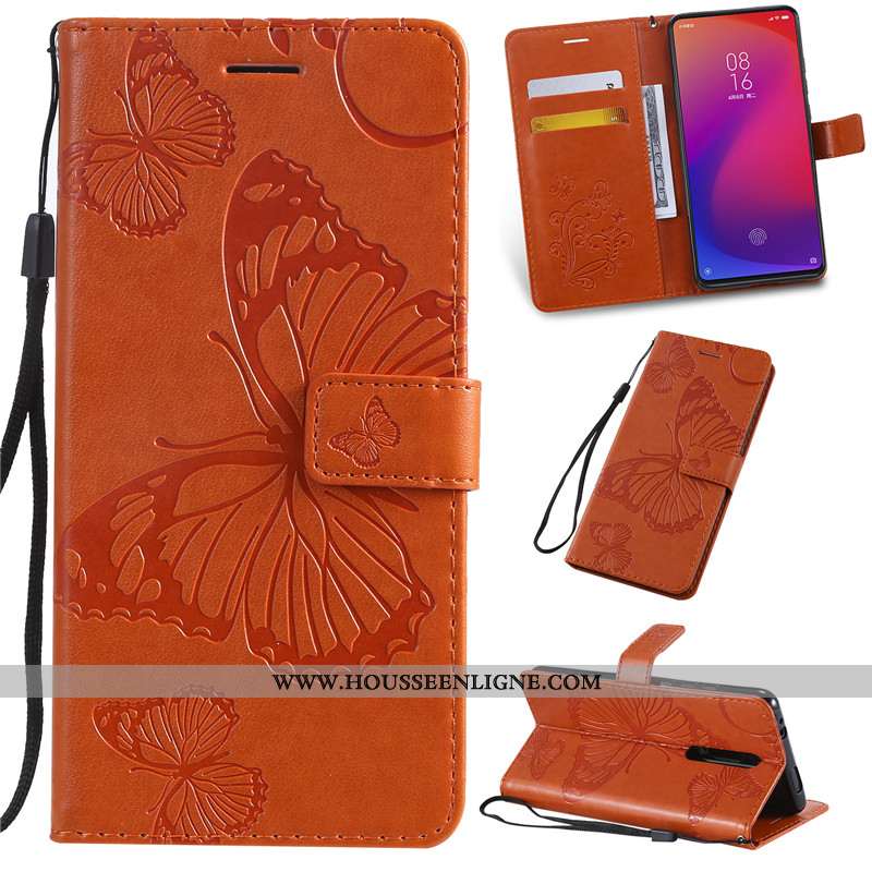 Housse Xiaomi Mi 9t Pro Cuir Petit Clamshell Rouge Téléphone Portable Étui Coque Beige
