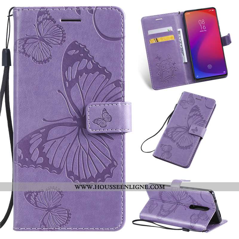 Housse Xiaomi Mi 9t Pro Cuir Petit Clamshell Rouge Téléphone Portable Étui Coque Beige