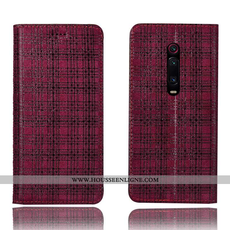 Housse Xiaomi Mi 9t Pro Cuir Véritable Protection Rouge Téléphone Portable Incassable Velours
