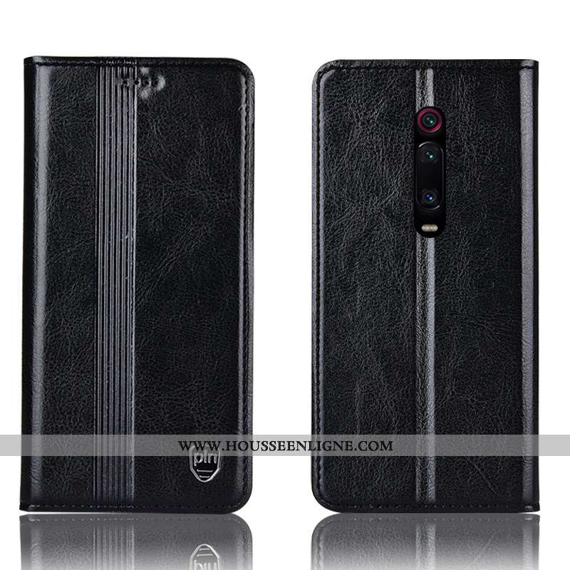 Housse Xiaomi Mi 9t Pro Cuir Véritable Protection Rouge Téléphone Portable Étui Petit Coque Marron