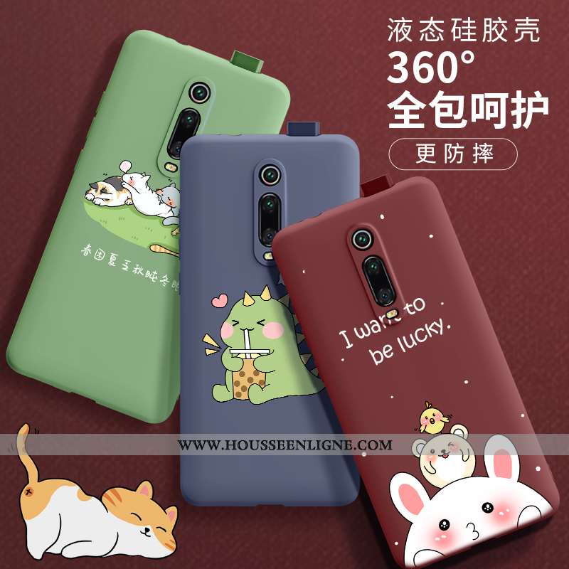 Housse Xiaomi Mi 9t Pro Fluide Doux Silicone Incassable Coque Délavé En Daim Téléphone Portable Vert