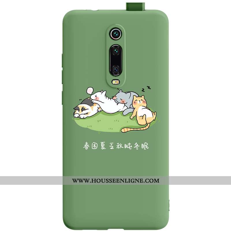 Housse Xiaomi Mi 9t Pro Fluide Doux Silicone Incassable Coque Délavé En Daim Téléphone Portable Vert