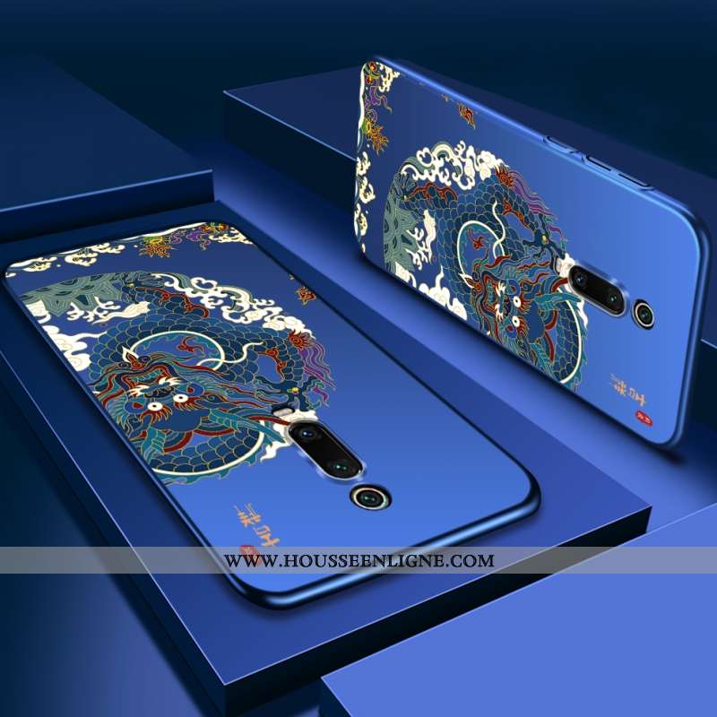 Housse Xiaomi Mi 9t Pro Silicone Protection Légère Bleu Rouge Délavé En Daim Style Chinois