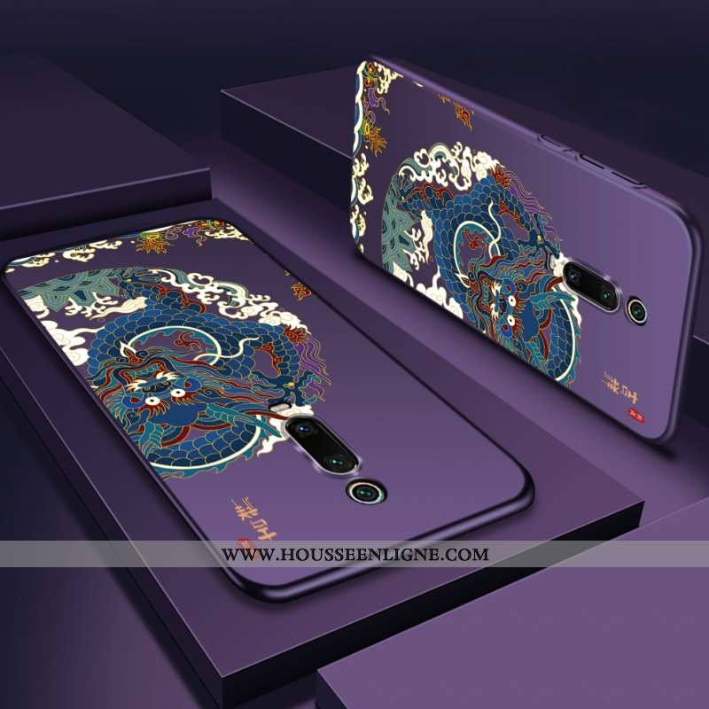 Housse Xiaomi Mi 9t Pro Silicone Protection Légère Bleu Rouge Délavé En Daim Style Chinois
