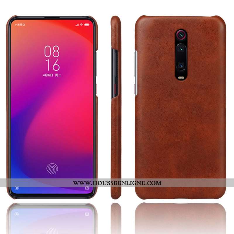 Housse Xiaomi Mi 9t Pro Vintage Cuir Coque Difficile Téléphone Portable Rouge Étui Marron