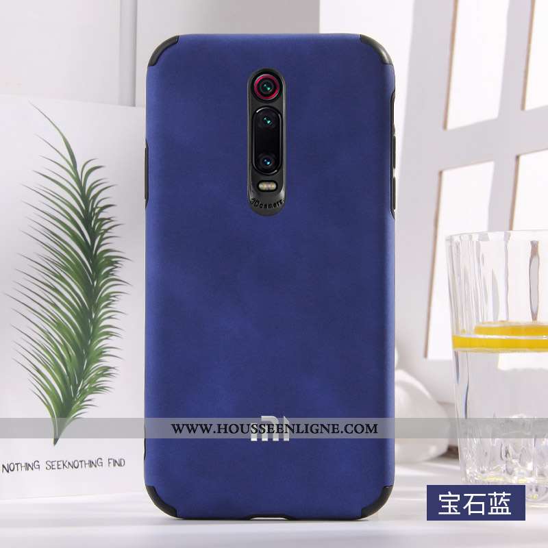 Housse Xiaomi Mi 9t Protection Cuir Mode Bleu Incassable Bordure Amoureux