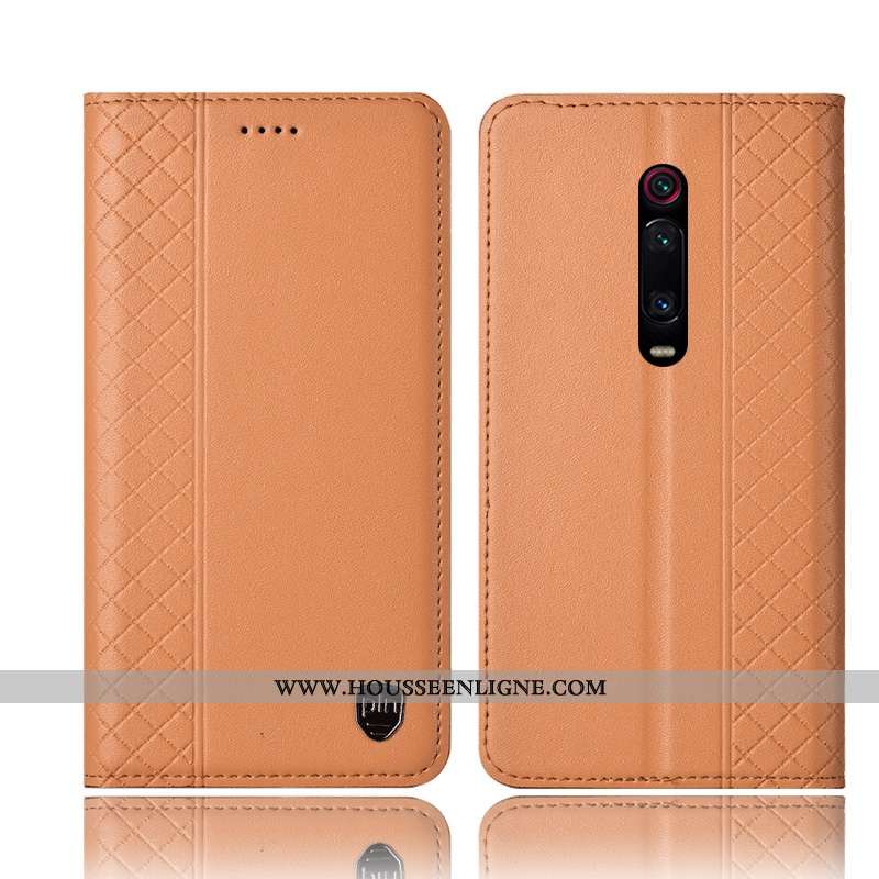 Housse Xiaomi Mi 9t Protection Cuir Véritable Incassable Jeunesse Jaune Étui Petit