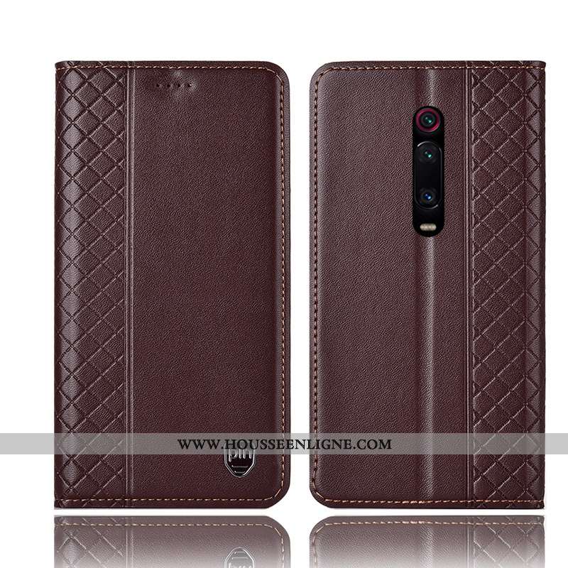Housse Xiaomi Mi 9t Protection Cuir Véritable Incassable Jeunesse Jaune Étui Petit