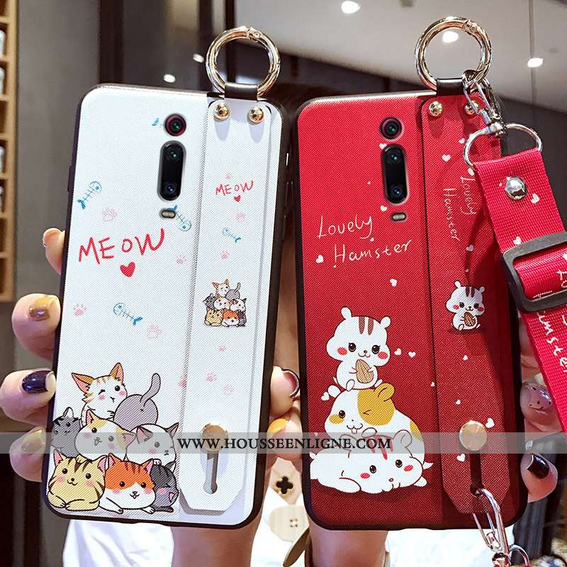Housse Xiaomi Mi 9t Silicone Protection Dessin Animé Téléphone Portable Coque Rouge Blanc Blanche