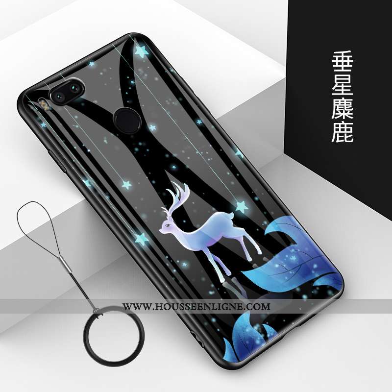 Housse Xiaomi Mi A1 Créatif Dessin Animé Bleu Verre Protection Fluide Doux Tendance