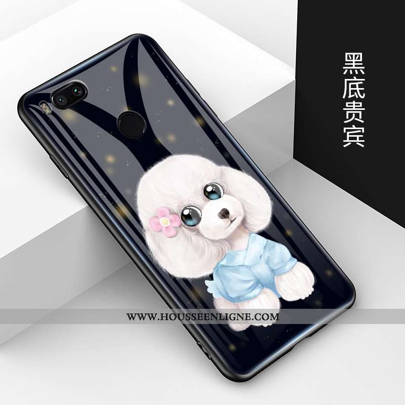 Housse Xiaomi Mi A1 Créatif Dessin Animé Bleu Verre Protection Fluide Doux Tendance